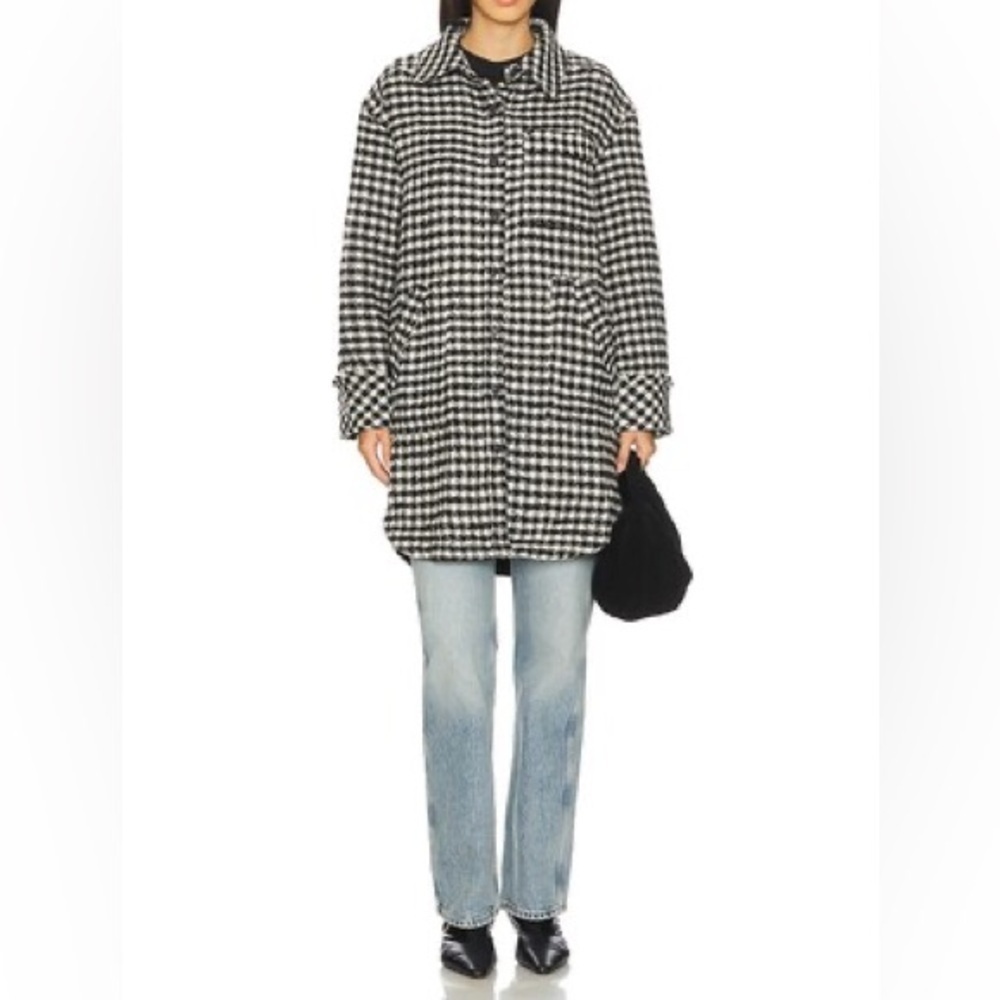 Free People We The Free Get Around Houndstooth Oversized Shirt Jacket Size XS - Picture 5 of 13